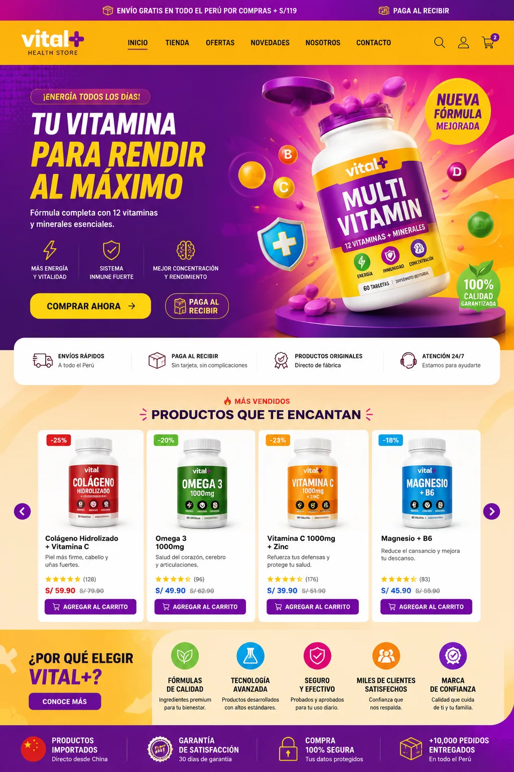 Tienda e-commerce suplementos Vital+